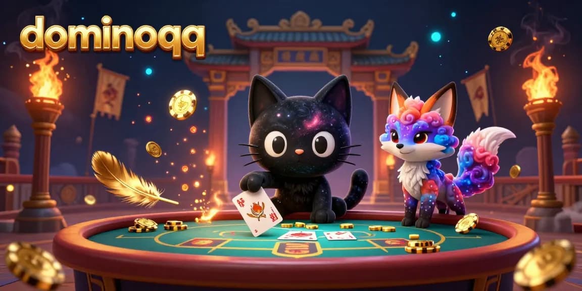 Experience exciting gameplay in dominoqq with a black hole cat and nebula fox at a cosmic casino.