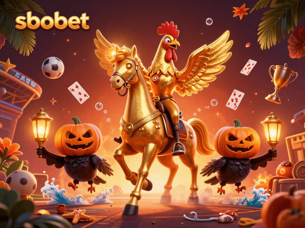 Engage in sbobet betting with a vibrant casino-themed illustration featuring dynamic characters and sports elements.