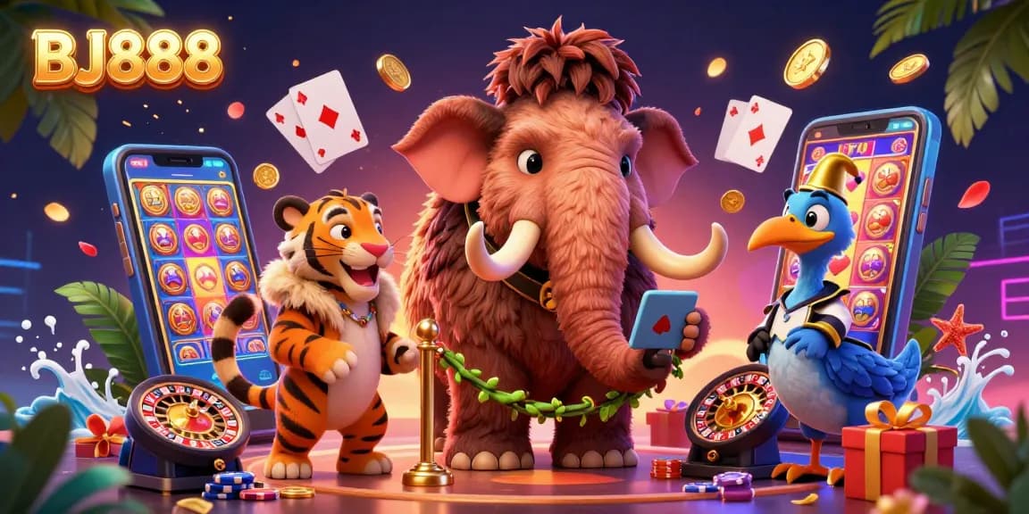 Engage with BJ888 as the mammoth bouncer checks IDs at a vibrant casino door.