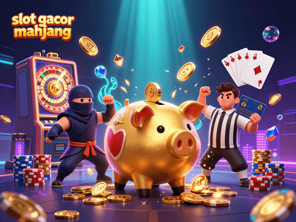 Experience winning with slot gacor mahjong—a lively scene featuring gold coins, colorful chips, and immersive gameplay.