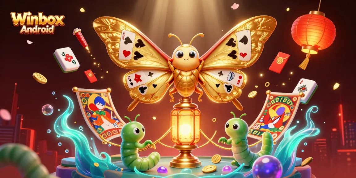 Engage with Winbox Android's exciting features through this vibrant casino-themed illustration.