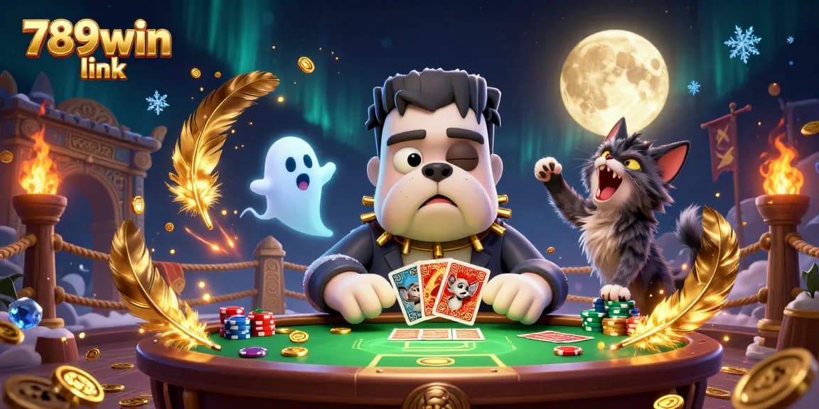 Engage with thrilling games at 789win link, featuring a spooky casino scene with animated characters.