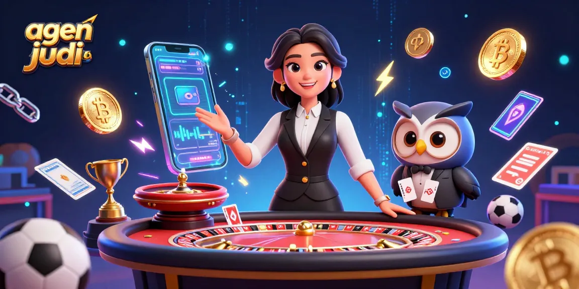 Experience the excitement of agen judi bola with a vibrant casino scene featuring talented dealers and sports elements.