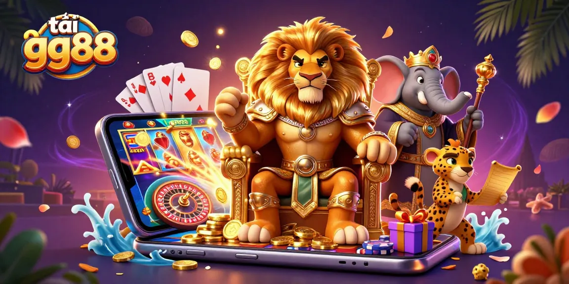 Experience excitement with tải gg88, showcasing a vibrant 3D casino scene full of action and colorful elements.