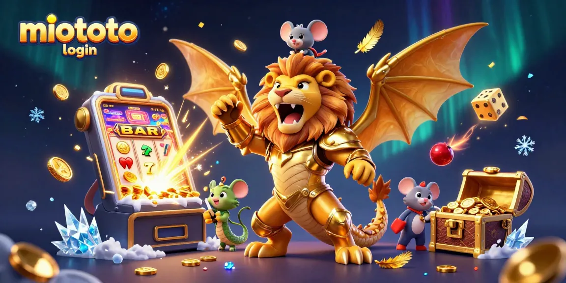 Experience the thrill of miototo login with a roaring chimera and dazzling casino elements in vibrant 3D.