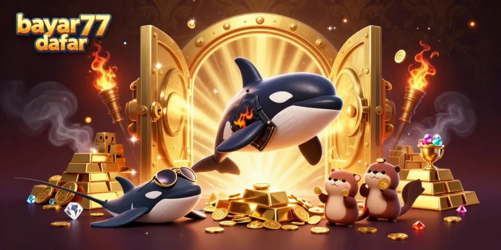Experience the thrill of bayar77 daftar with a vibrant scene featuring playful ocean characters and abundant treasures.