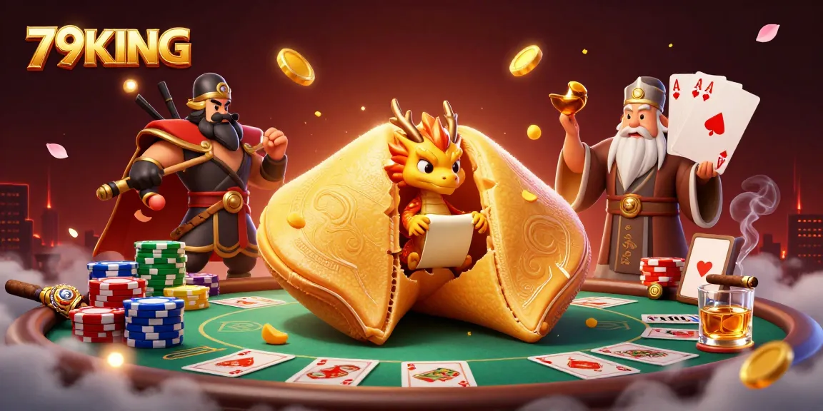 Engage with 79KING as a wise dragon and fortune cookie create a winning poker scene.