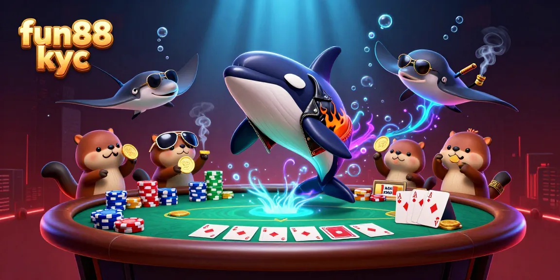 Cá cược cùng fun88 kyc với hình ảnh cá voi đại dương, cá đuối và rái cá, mang lại không khí sôi động.