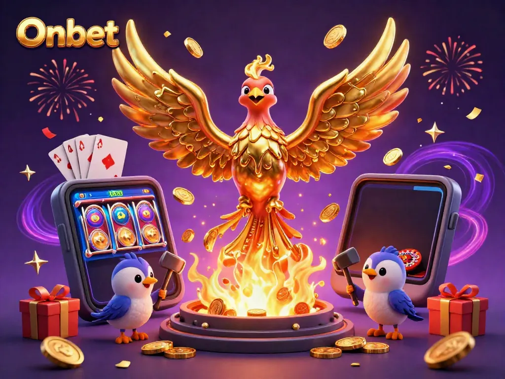 Spin and win at Onbet with golden phoenix and vibrant casino games.