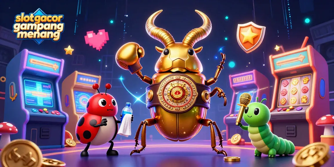 Engage in thrilling slot gacor gampang menang gameplay with our vibrant 3D illustration of a boxing beetle champion!