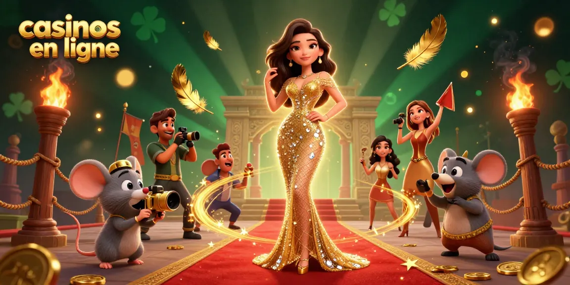 Interagissez avec les casinos en ligne à travers une illustration 3D dynamique montrant des éléments de jeu et des personnages animés.