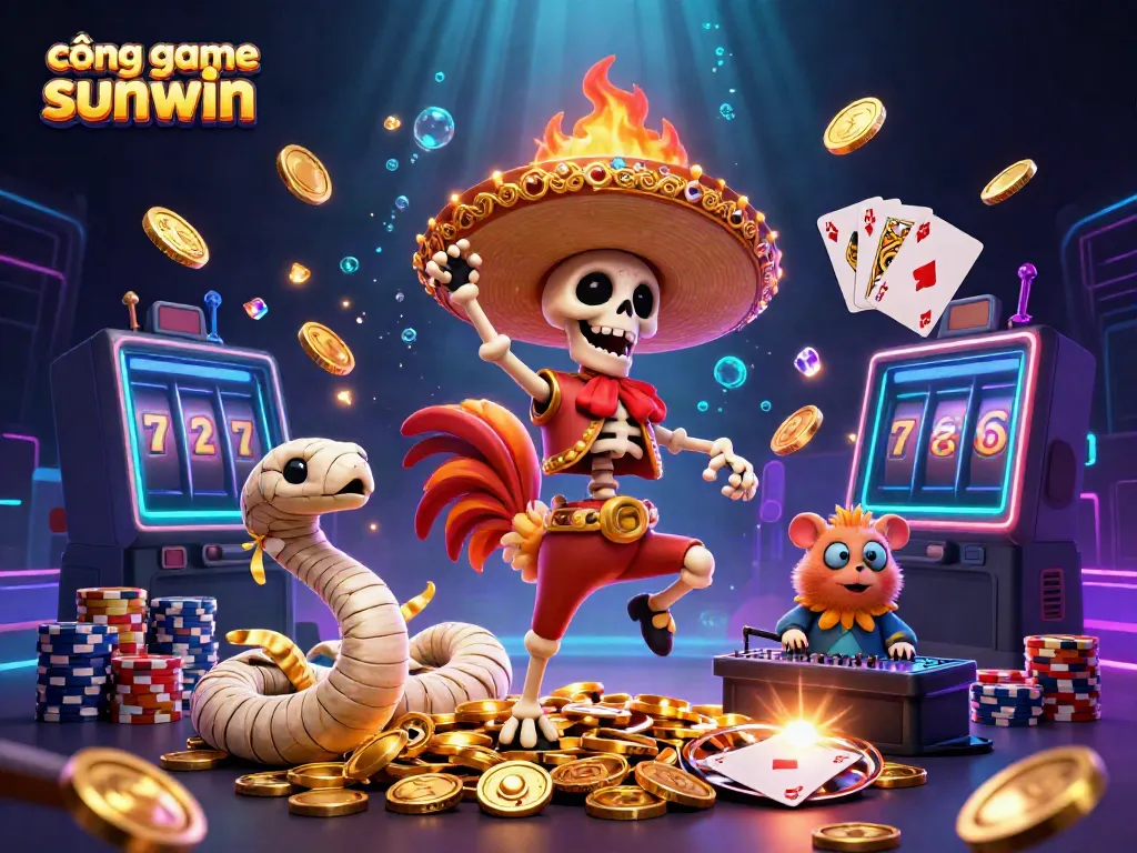 Experience victories at cổng game sunwin with energetic characters and vibrant casino elements.