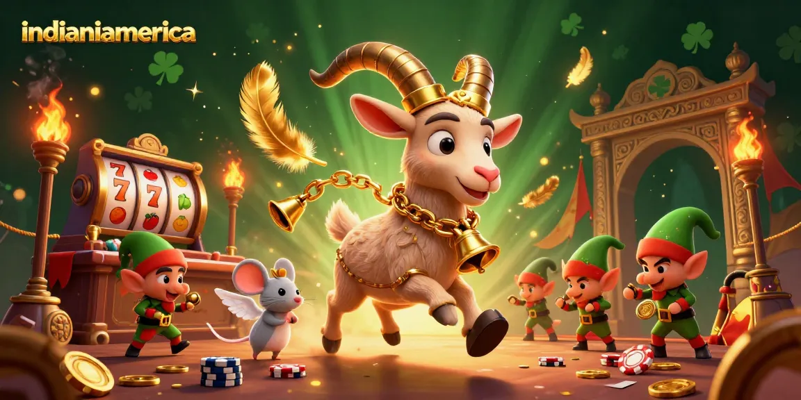 Experience the thrilling fantasy of indianiamerica in a holiday-horror casino scene with a Krampus goat and mischievous elves.