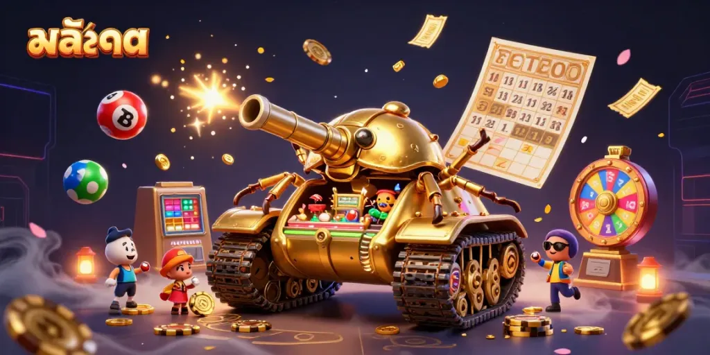 Engage in exciting สล็อต gameplay with vibrant visuals and dynamic elements from a miniature casino tank.