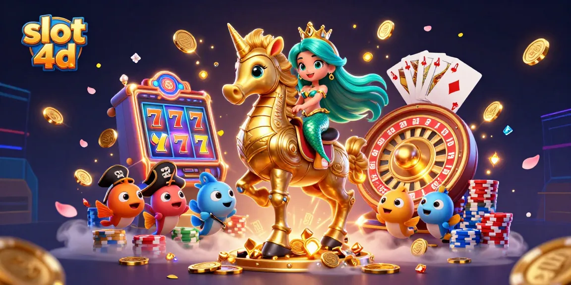 Experience thrilling slot 4d adventures in a vibrant 3D whimsical casino scene.