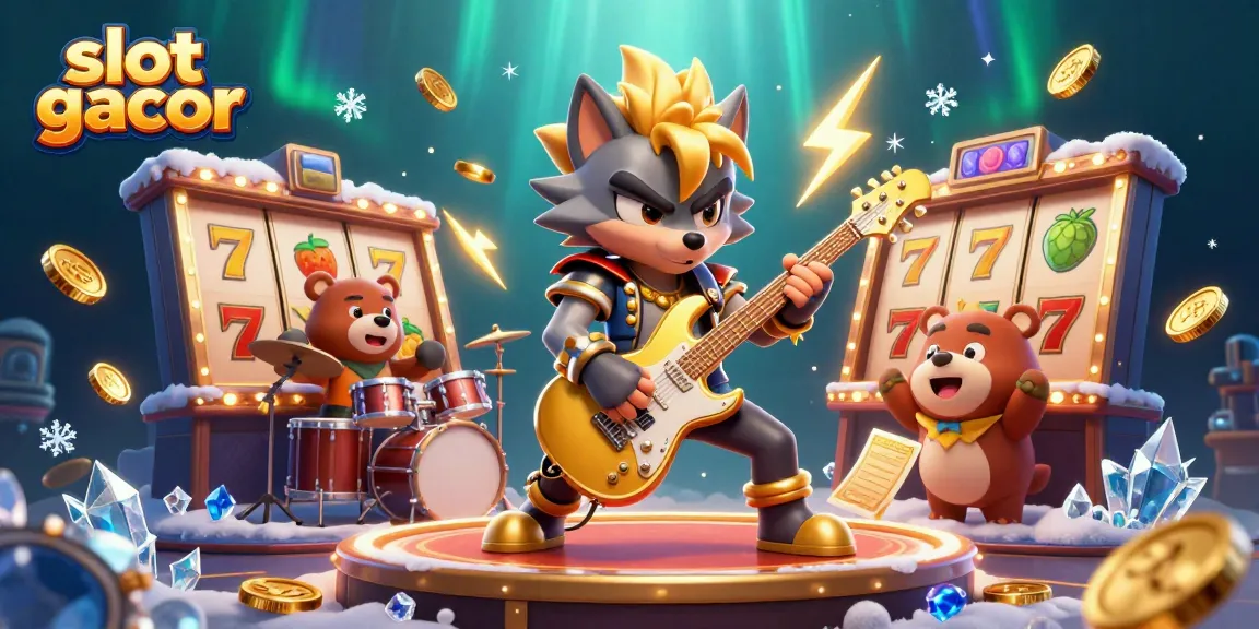 Experience dynamic slot gacor action with cartoon characters in a vibrant casino scene showcasing jackpots and excitement.