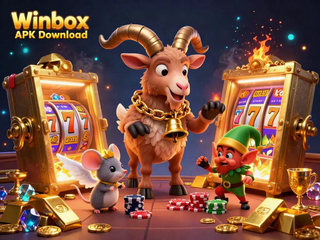 Winbox APK Download entices players with thrilling casino action featuring unique characters in a immersive gaming scene.