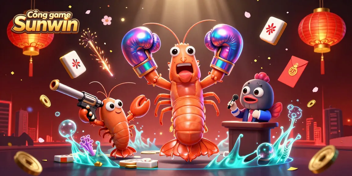 Engage with the vibrant Cổng game Sunwin scene filled with colorful game elements and dynamic characters