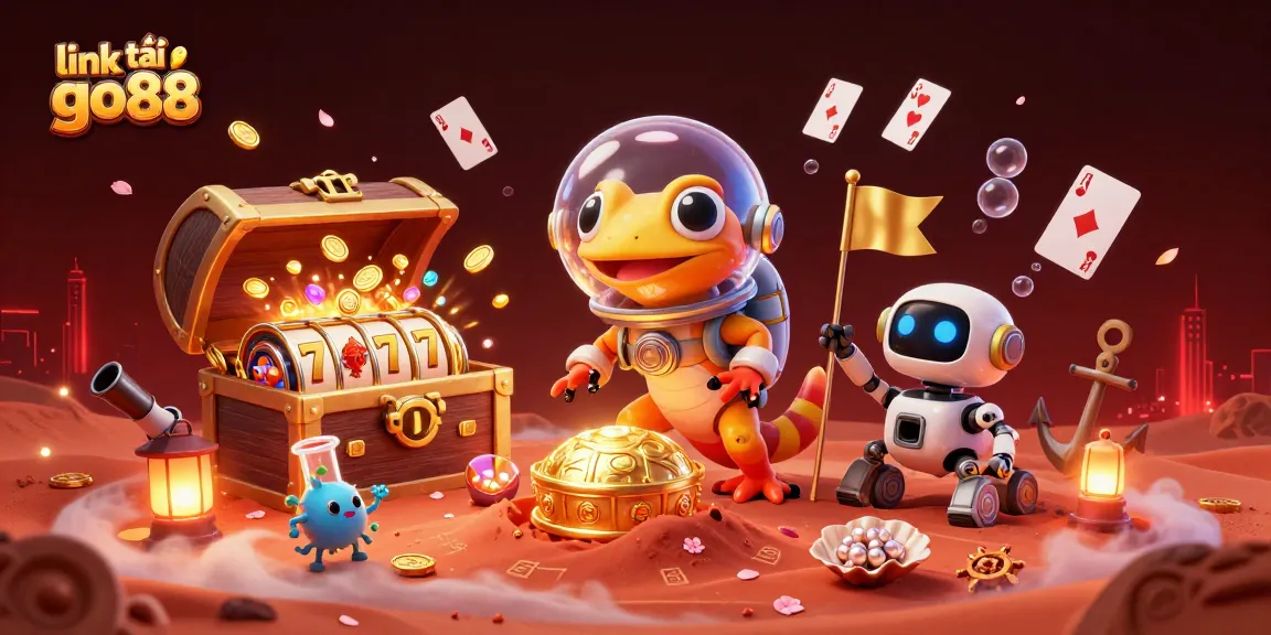 Engage with the thrilling link tải go88 experience through a vibrant casino scene with Martian characters.