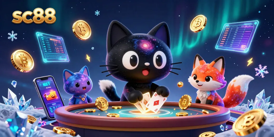 Experience exciting gameplay at SC88 with cosmic creatures and crypto elements in a vibrant casino.