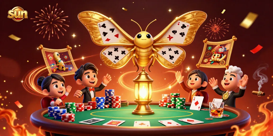 Experience lively casino action with sun-themed animation featuring poker elements.