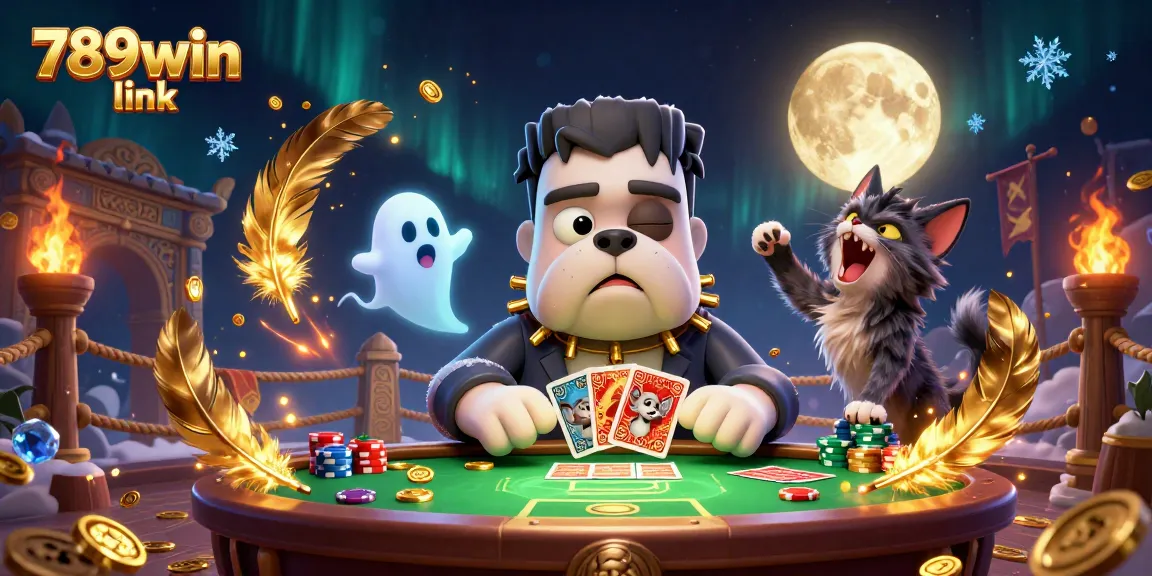 Engage with thrilling games at 789win link, featuring a spooky casino scene with animated characters.