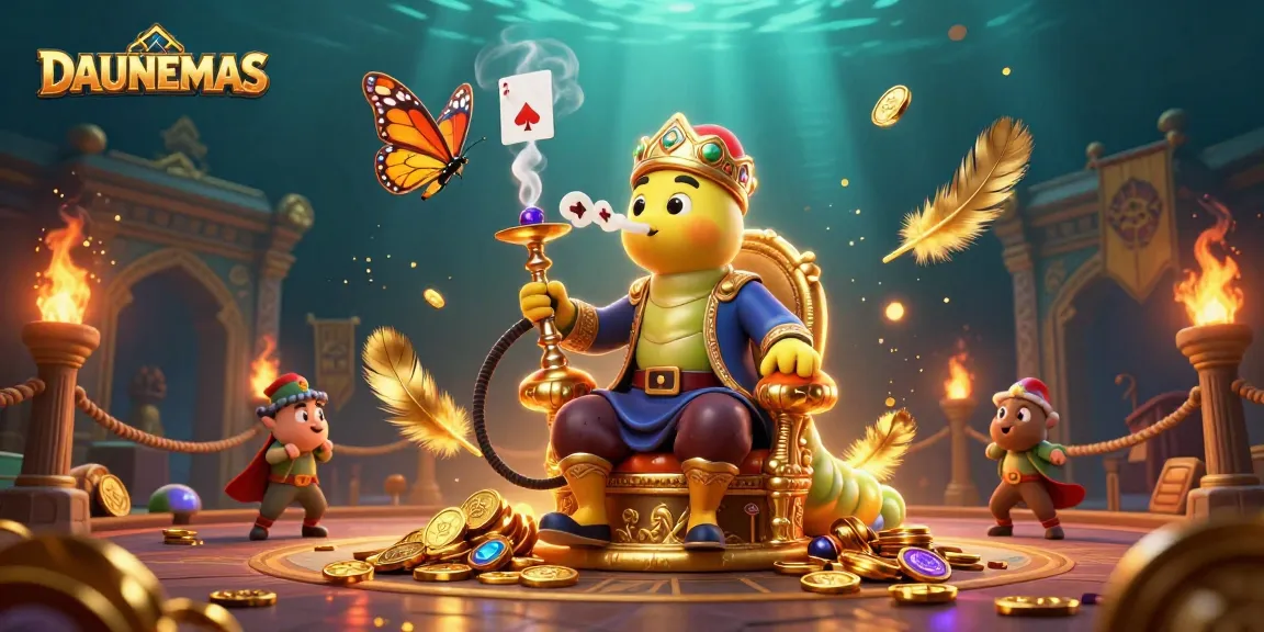 Experience DAUNEMAS with a vibrant 3D illustration of poker excitement and magical elements.