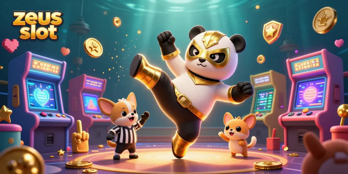 Experience the thrill of zeus slot with cartoon characters in a vibrant casino scene full of excitement.