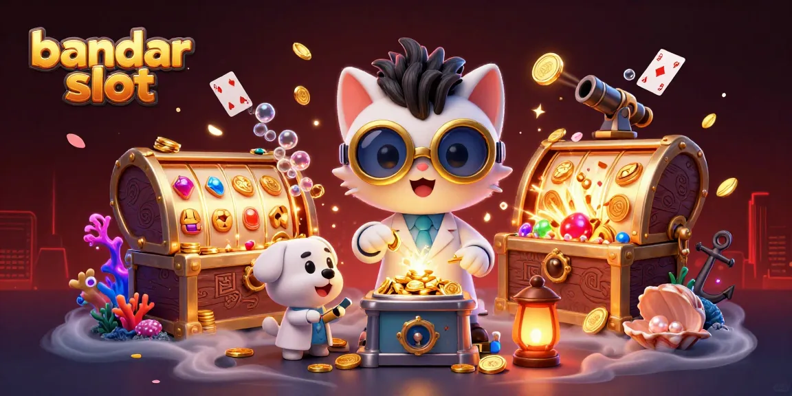 Menangkan permainan bandar slot dengan ilustrasi menyeramkan dari karakter kartun ilmuwan dan anjing dalam lab, penuh harta karun.