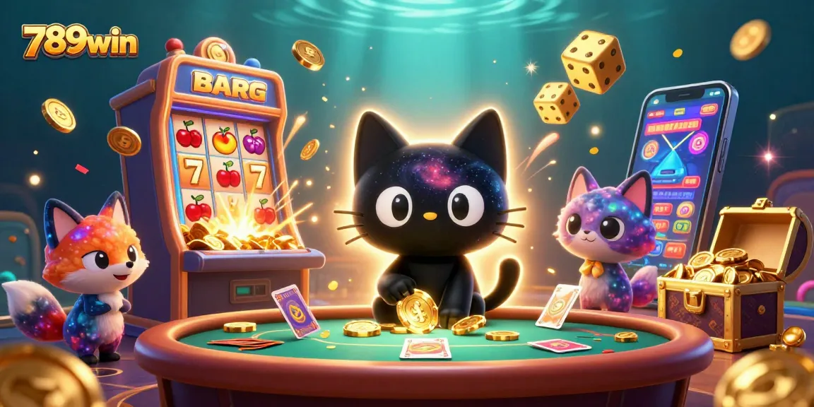 Experience the thrilling chaos of 789win with a cosmic cat and vibrant casino elements.