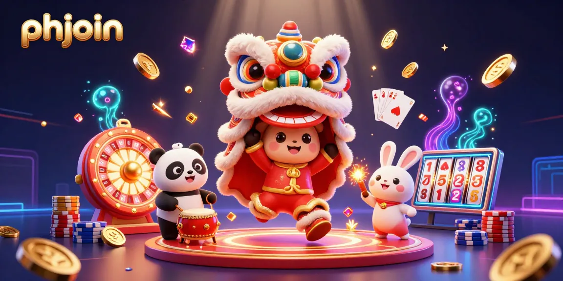 Experience thrilling gaming action at phjoin with a vibrant 3D casino scene full of golden coins and exciting game elements.