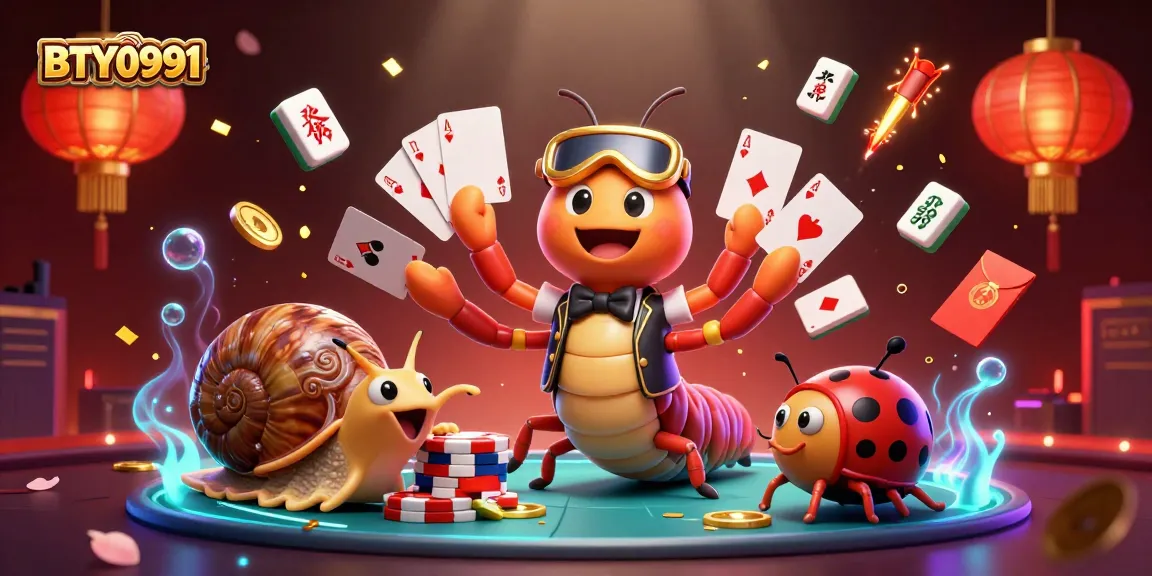 Play exciting games at BTY0991, featuring vibrant characters and casino elements in a colorful scene.
