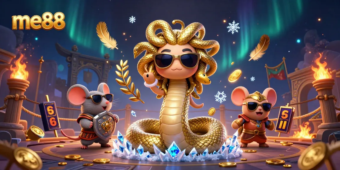 Play exciting games at me88 with friendly characters in a vibrant casino scene.